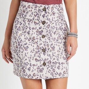 Maurices Tan Leopard Print mini Skirt with buttons